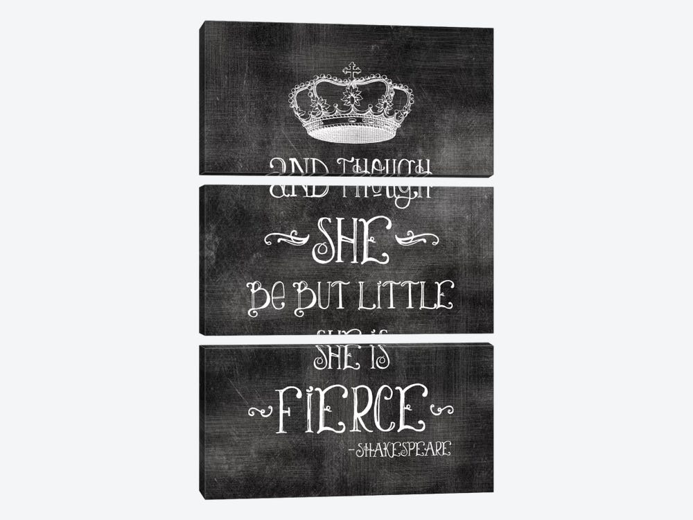 She Is Fierce With Crown - Shakespeare by Willow & Olive 3-piece Canvas Print