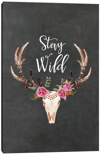 Stay Wild Antlers Canvas Art Print - Antler Art