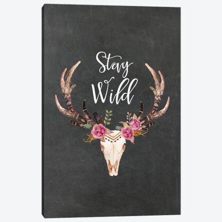 Stay Wild Antlers Canvas Print #WAO63} by Willow & Olive Canvas Print