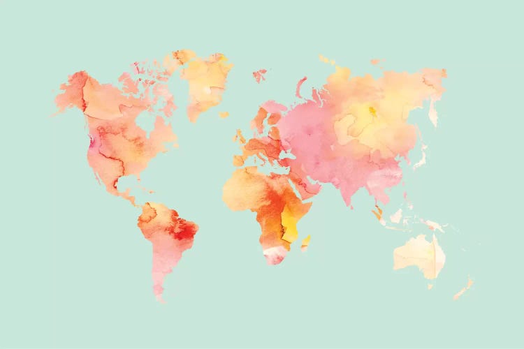 World Map Pastel Watercolor