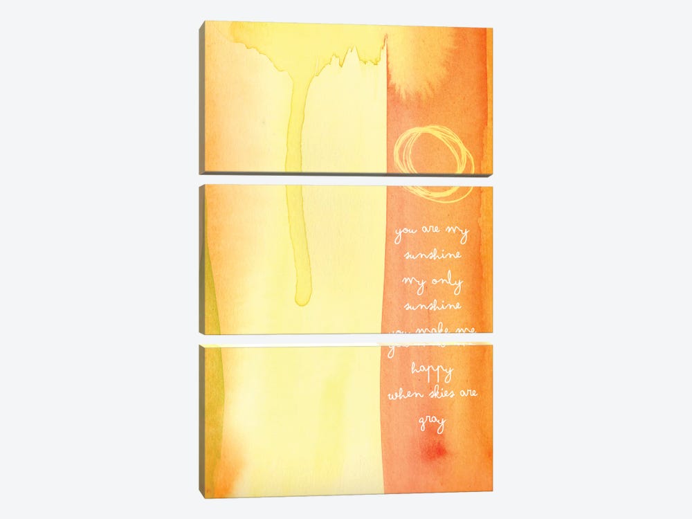 You Are My Sunshine Watercolor by Willow & Olive 3-piece Canvas Art Print