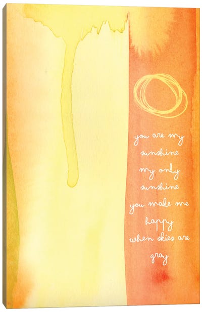You Are My Sunshine Watercolor Canvas Art Print - Willow & Olive by Amy Brinkman