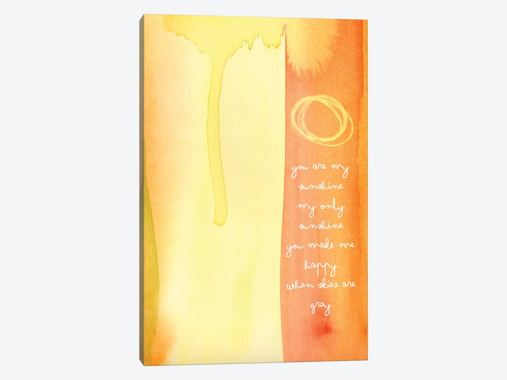 You Are My Sunshine Watercolor by Willow & Olive 1-piece Canvas Art Print