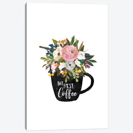 But First Coffee Cup Canvas Print #WAO7} by Willow & Olive Canvas Wall Art