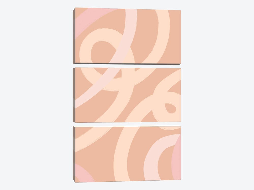 Abstract-Loops-Lines-Peach by Willow & Olive 3-piece Canvas Wall Art
