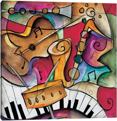Jazz It Up II Canvas Art Print - Saxophone Art