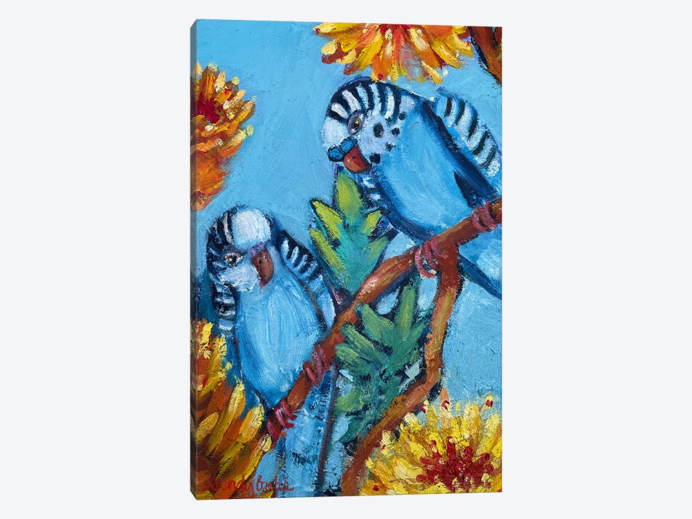 Blue Budgies by Wendy Bache 1-piece Canvas Art