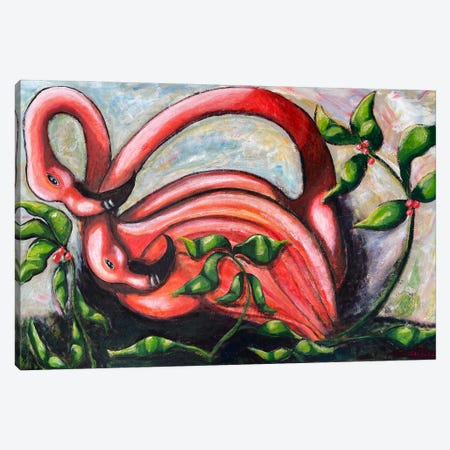 Flamingoes Canvas Print #WBC112} by Wendy Bache Canvas Art