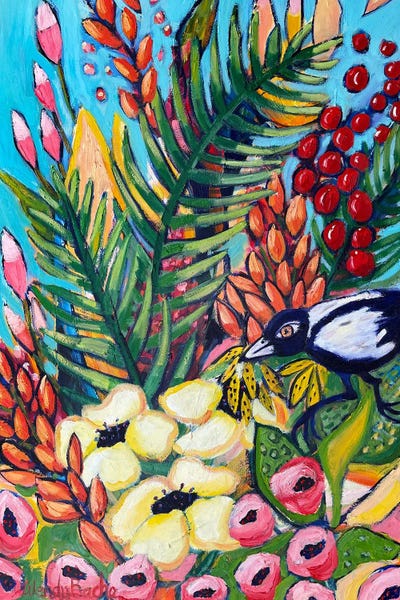 Magpie by Wendy Bache framed canvas print