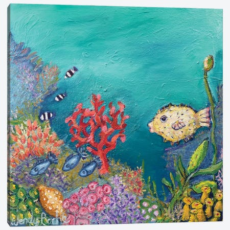 Puffer Fish II Canvas Print #WBC136} by Wendy Bache Canvas Print