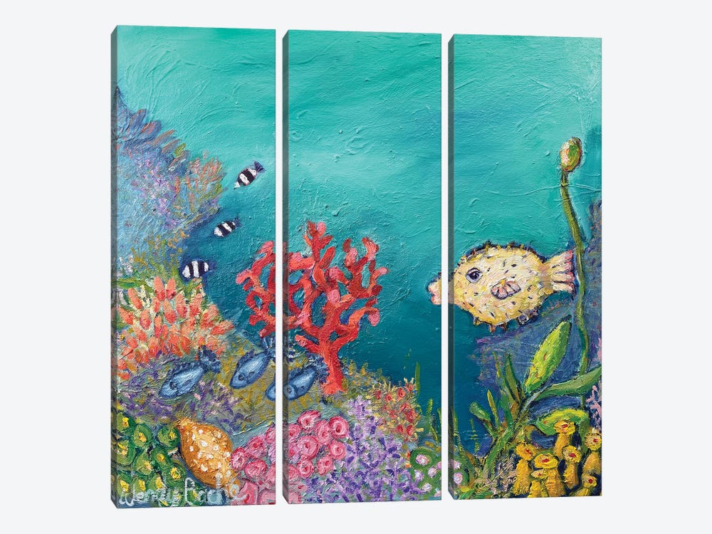 Puffer Fish II by Wendy Bache 3-piece Canvas Wall Art