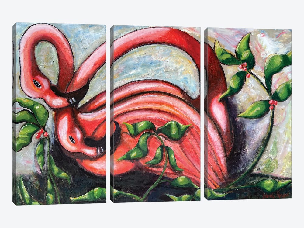 Flamingo by Wendy Bache 3-piece Canvas Print