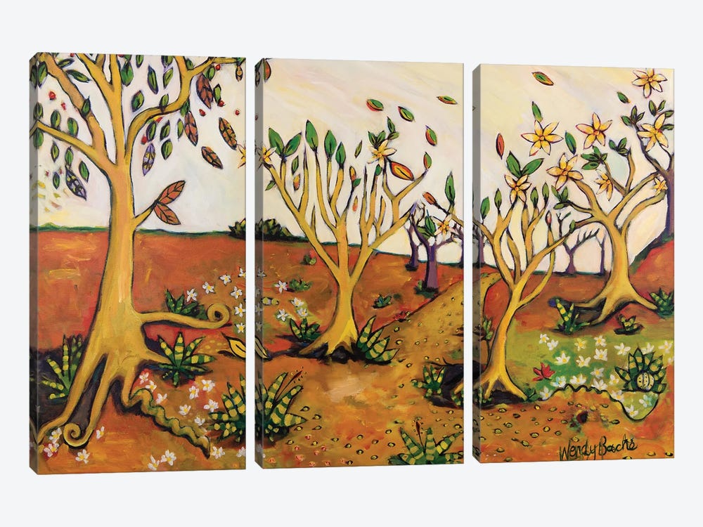 Frangipani Garden by Wendy Bache 3-piece Canvas Print