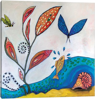 The Fish And The Butterfly Canvas Art Print - Wendy Bache