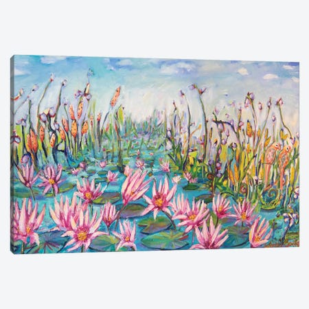 Lush Lillies Canvas Print #WBC5} by Wendy Bache Art Print