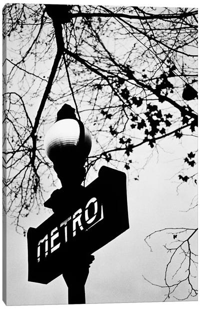 Paris Metro Sign, Paris, Ile-de-France, France Canvas Art Print - Train Art