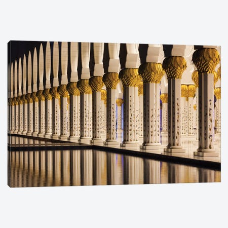 UAE, Abu Dhabi. Sheikh Zayed bin Sultan Mosque arches I Canvas Print #WBI110} by Walter Bibikow Canvas Art