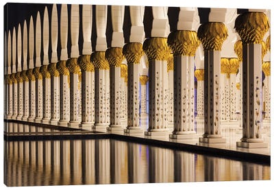 UAE, Abu Dhabi. Sheikh Zayed bin Sultan Mosque arches I Canvas Art Print - Abu Dhabi