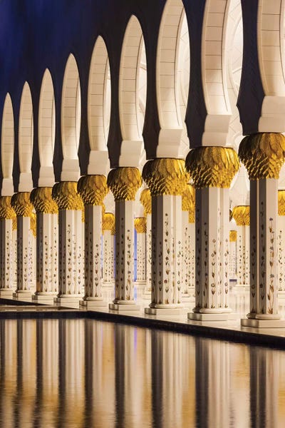 Middle Eastern Culture: UAE, Abu Dhabi. Sheikh Zayed bin Sultan Mosque arches II by Walter Bibikow