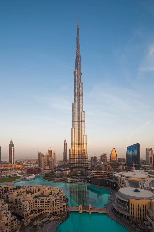 UAE, Downtown Dubai. Cityscape with Burj Khalifa.