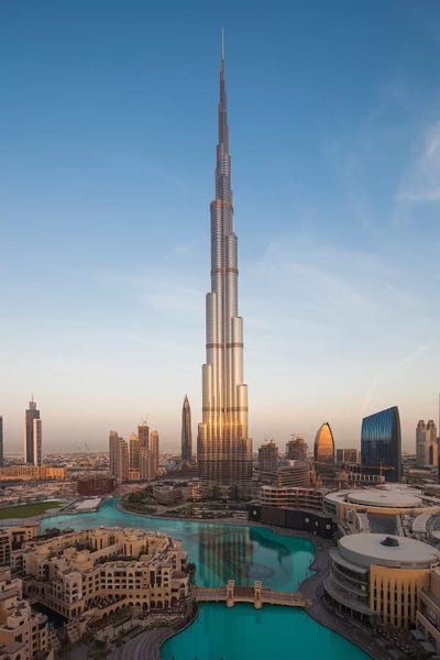UAE, Downtown Dubai. Cityscape with Burj Khalifa.