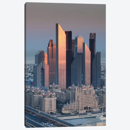 UAE, Downtown Dubai. Skyscrapers on Sheikh Zayed Road from downtown Canvas Print #WBI113} by Walter Bibikow Canvas Artwork