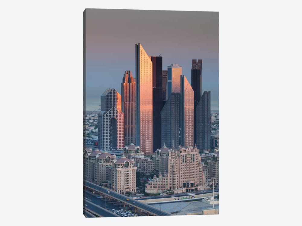 UAE, Downtown Dubai. Skyscrapers on Sheikh Zayed Road from downtown by Walter Bibikow 1-piece Canvas Art