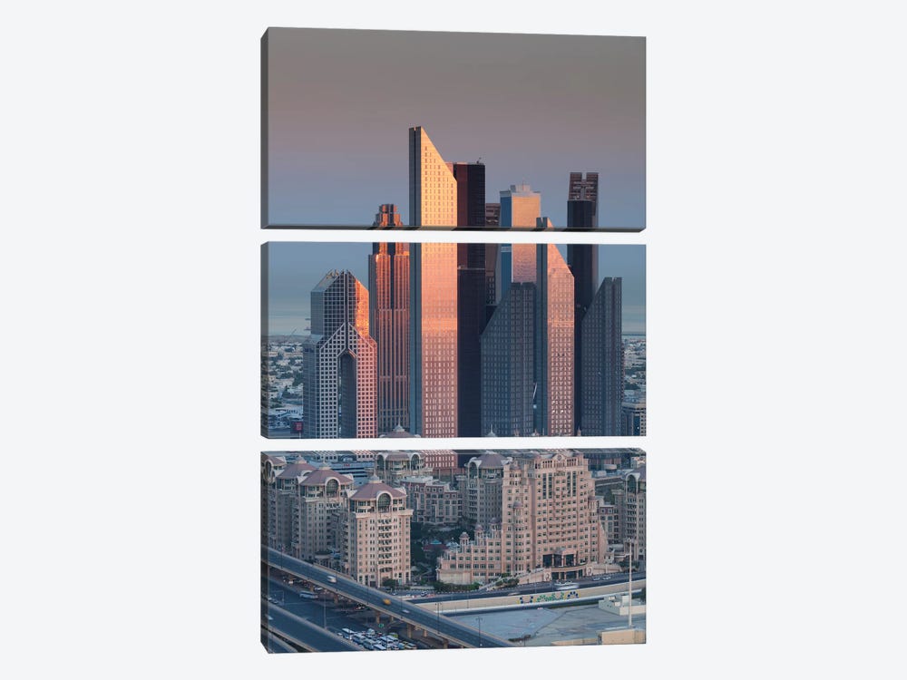 UAE, Downtown Dubai. Skyscrapers on Sheikh Zayed Road from downtown by Walter Bibikow 3-piece Canvas Wall Art