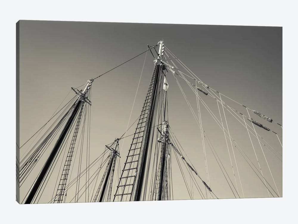 USA, Massachusetts, Cape Ann, Gloucester, schooner masts at dusk by Walter Bibikow 1-piece Canvas Print
