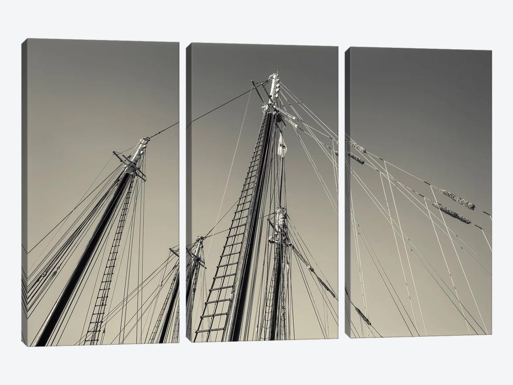 USA, Massachusetts, Cape Ann, Gloucester, schooner masts at dusk by Walter Bibikow 3-piece Canvas Art Print