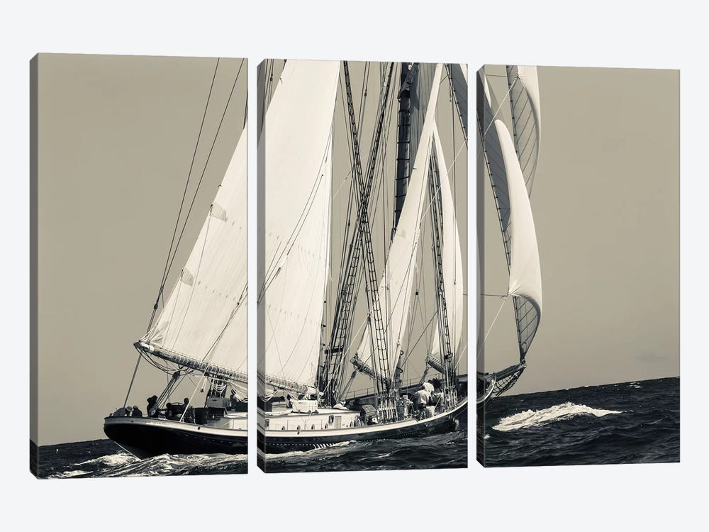 USA, Massachusetts, Cape Ann, Gloucester, schooner sailing ships I by Walter Bibikow 3-piece Canvas Wall Art