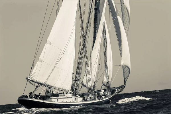 Sepia Photography: USA, Massachusetts, Cape Ann, Gloucester, schooner sailing ships I by Walter Bibikow