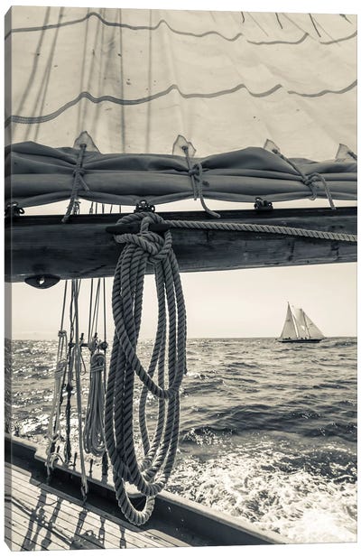 USA, Massachusetts, Cape Ann, Gloucester, schooner sailing ships II Canvas Art Print - Sepia Photography