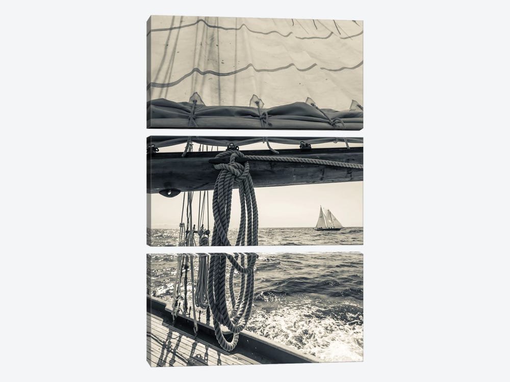 USA, Massachusetts, Cape Ann, Gloucester, schooner sailing ships II by Walter Bibikow 3-piece Canvas Art Print