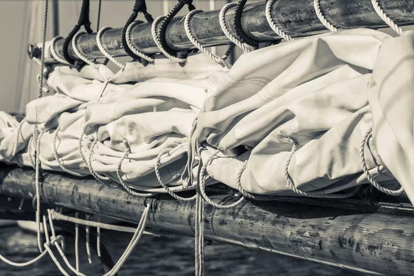 Sepia Photography: USA, Massachusetts, Cape Ann, Gloucester, schooner sails I by Walter Bibikow
