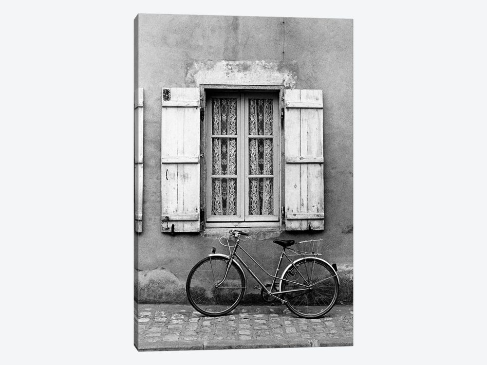 Bicycle Outside Of A Window, Marans, Poitou-Charentes, Nouvelle-Aquitaine, France by Walter Bibikow 1-piece Canvas Wall Art