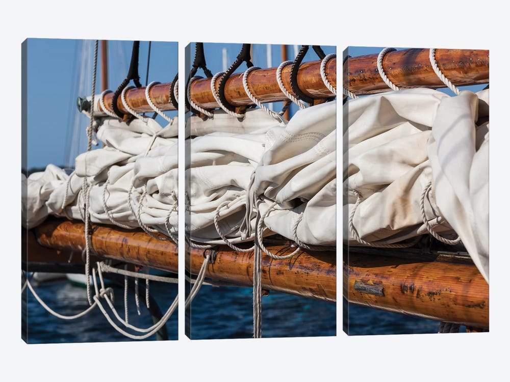 USA, Massachusetts, Cape Ann, Gloucester, schooner sails II by Walter Bibikow 3-piece Canvas Wall Art