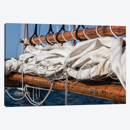 USA, Massachusetts, Cape Ann, Gloucester, schooner sails II Canvas Print #WBI120} by Walter Bibikow Art Print
