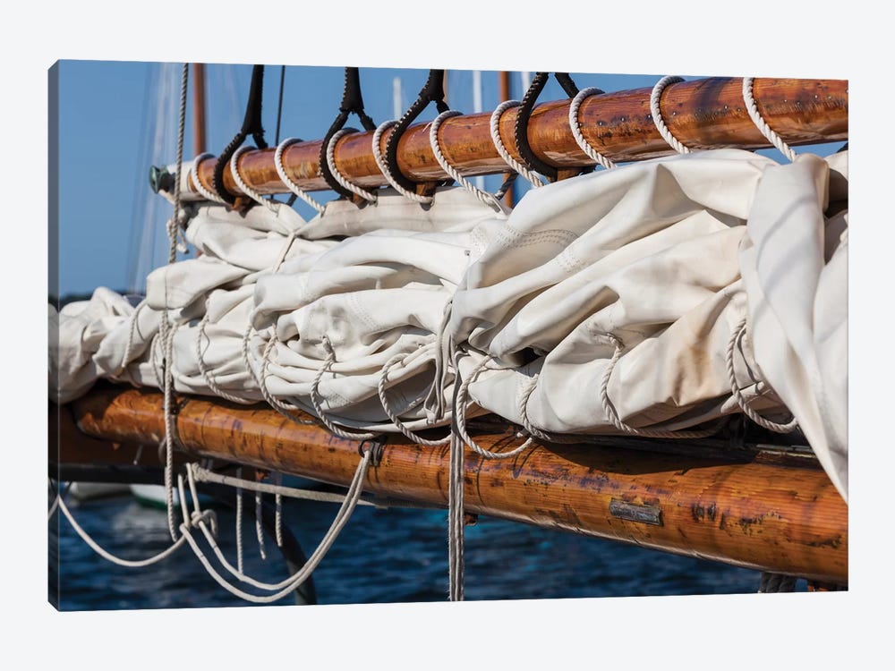 USA, Massachusetts, Cape Ann, Gloucester, schooner sails II by Walter Bibikow 1-piece Canvas Art