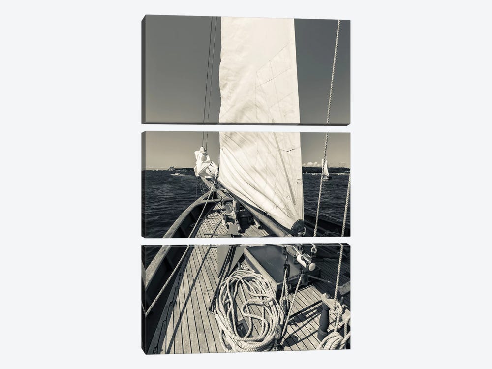 USA, Massachusetts, Cape Ann, Gloucester, schooner sails  by Walter Bibikow 3-piece Canvas Print