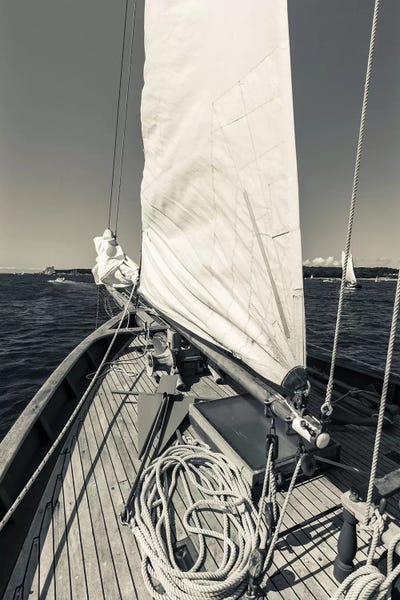 Sepia Photography: USA, Massachusetts, Cape Ann, Gloucester, schooner sails  by Walter Bibikow