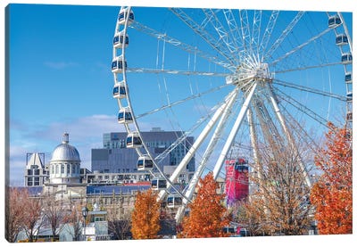 Canada, Quebec, Montreal. The Old Port, The Montreal Observation Wheel Canvas Art Print - Ferris Wheels