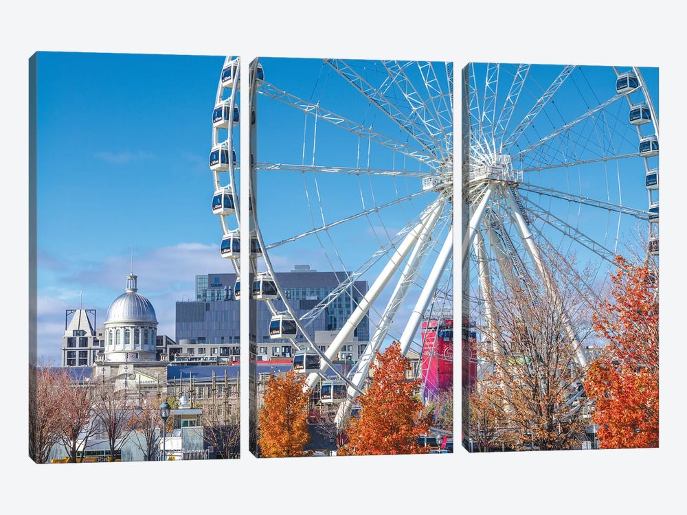 Canada, Quebec, Montreal. The Old Port, The Montreal Observation Wheel by Walter Bibikow 3-piece Canvas Print