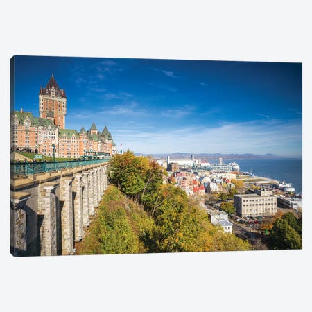 Canada, Quebec, Quebec City. Chateau Frontenac, Terrase Dufferin and old lower town Canvas Print #WBI126} by Walter Bibikow Canvas Art