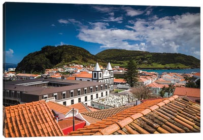 Portugal, Azores, Faial Island, Horta. Igreja de Nossa Senhora das Angustias exterior Canvas Art Print - Walter Bibikow