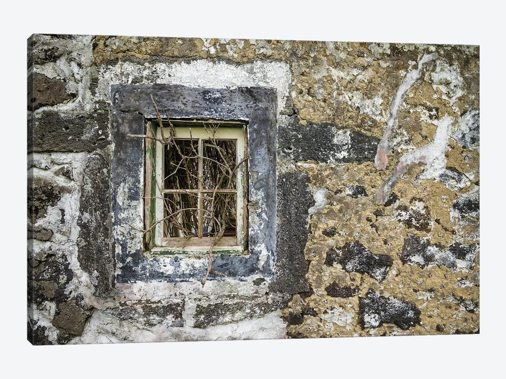 Portugal, Azores, Faial Island, Norte Pequeno. Ruins of building damaged by volcanic eruption by Walter Bibikow 1-piece Canvas Artwork