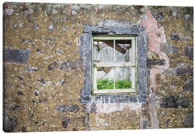 Portugal, Azores, Faial Island, Norte Pequeno. Ruins of building damaged by volcanic eruption Canvas Art Print