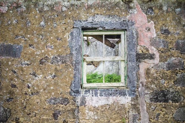 Portugal, Azores, Faial Island, Norte Pequeno. Ruins of building damaged by volcanic eruption