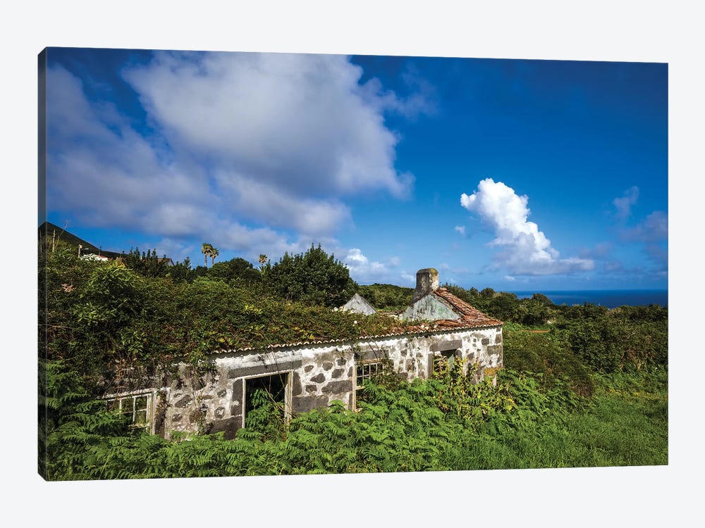 Portugal, Azores, Faial Island, Norte Pequeno. Ruins of building damaged by volcanic eruption by Walter Bibikow 1-piece Canvas Wall Art