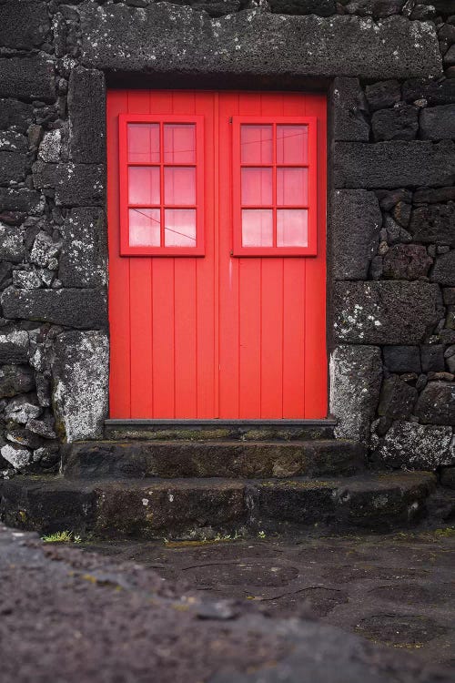Portugal, Azores, Pico Island, Porto Cachorro. Old fishing community set in volcanic rock buildings by Walter Bibikow wall art